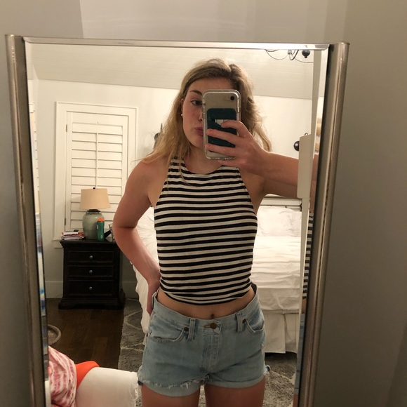 Striped racer back halter tank - Picture 2 of 2